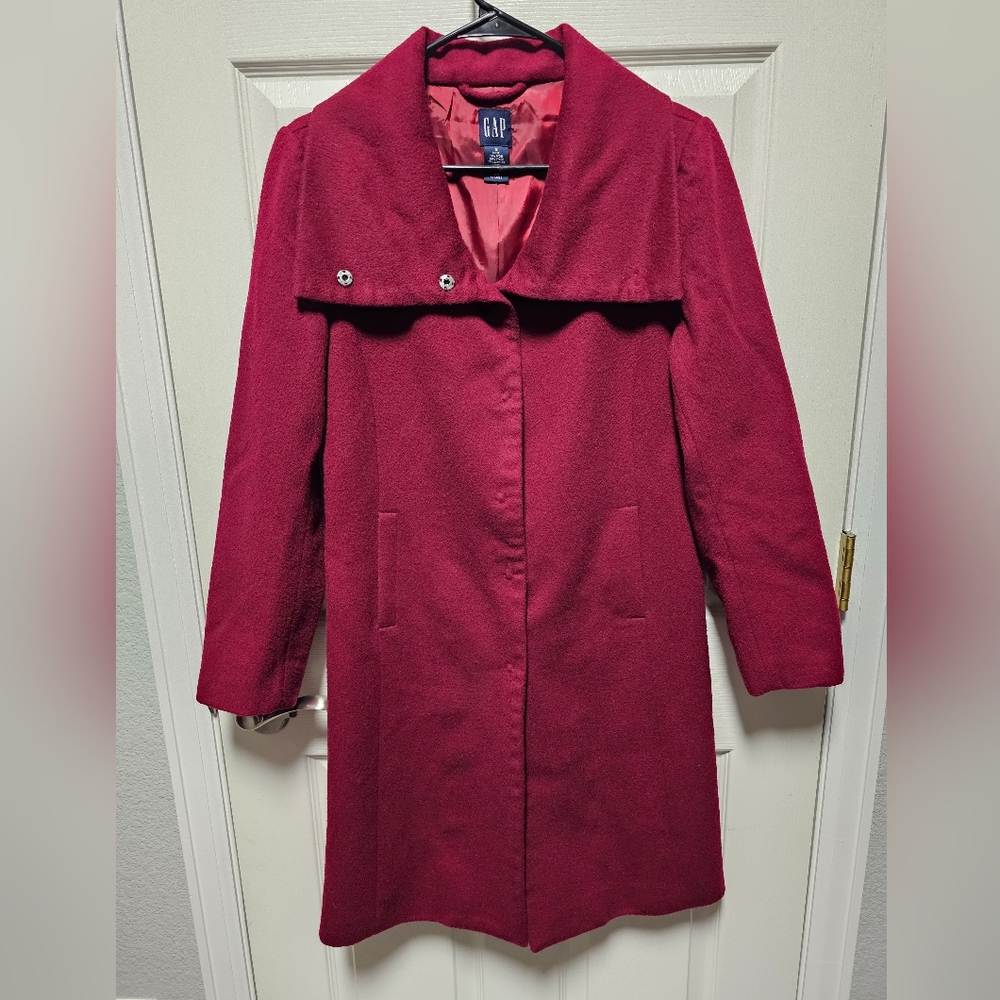 Gap Women's Wool Cranberry Red Trench Coat - Size Small